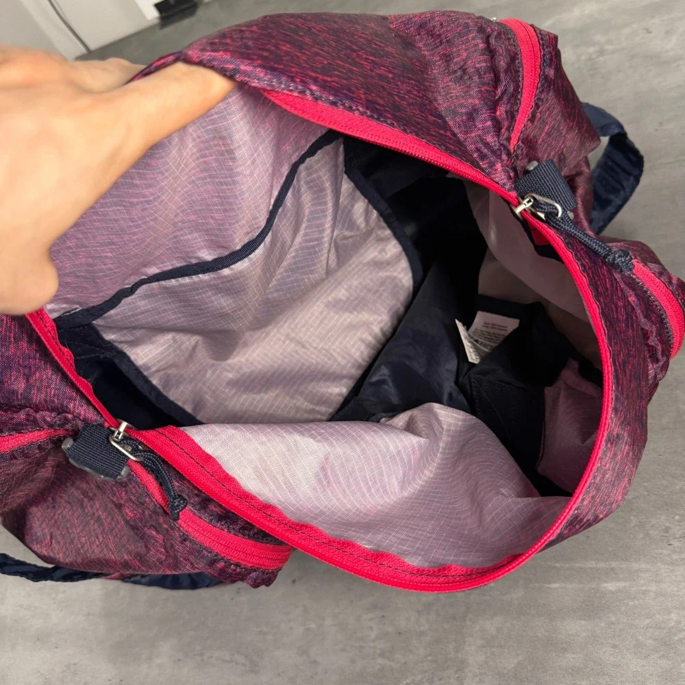 Eddie Bauer Duffel Bag‎ Unisex 40L Red Navy Stowaway Packable Travel Gym